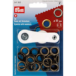 Œillets Prym avec rondelles 11 mm en laiton vieilli – 15 unités - Ribes y Casals
