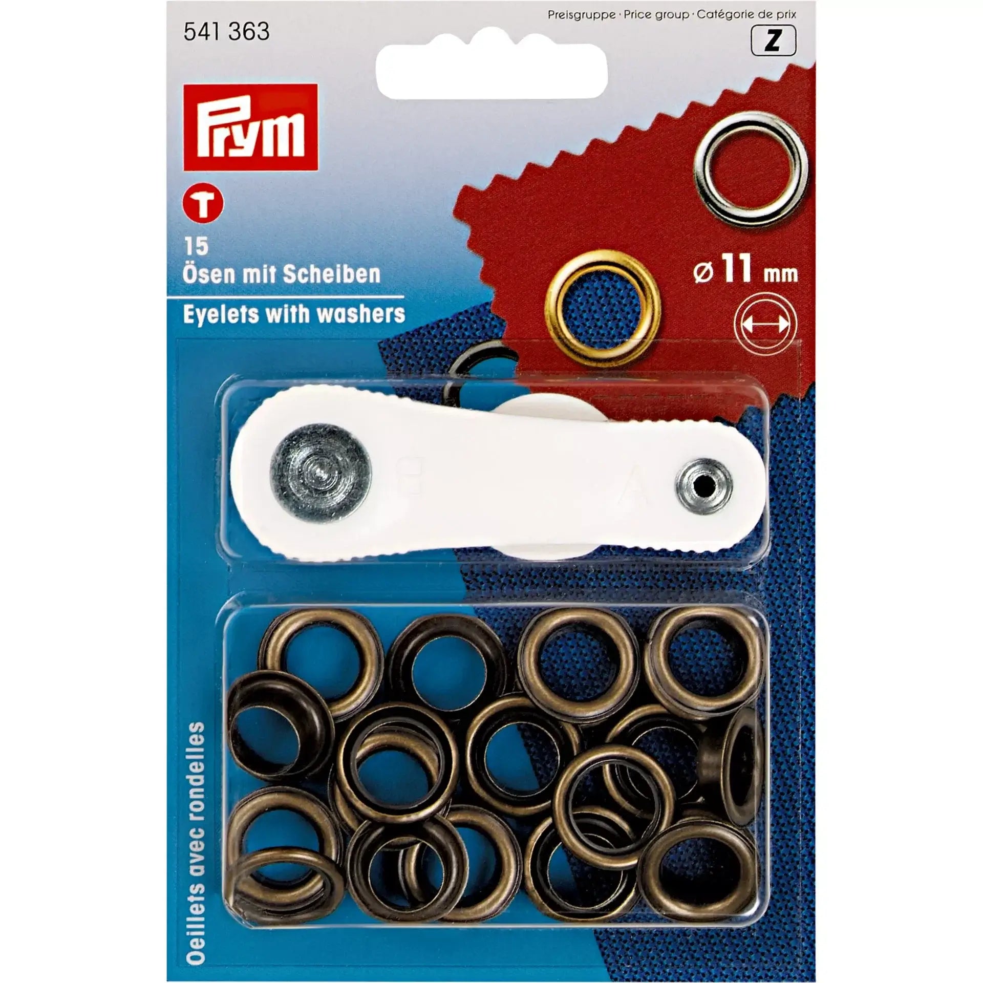 Œillets Prym avec rondelles 11 mm en laiton vieilli – 15 unités - Ribes y Casals