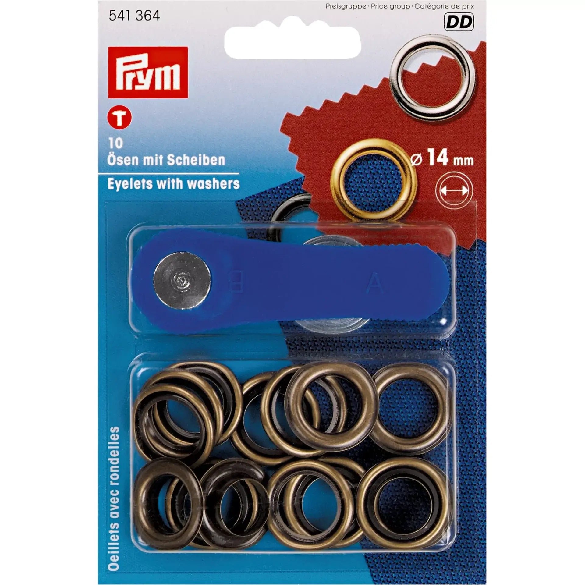 Œillets Prym avec rondelles 14 mm laiton vieilli – 10 unités - Ribes y Casals