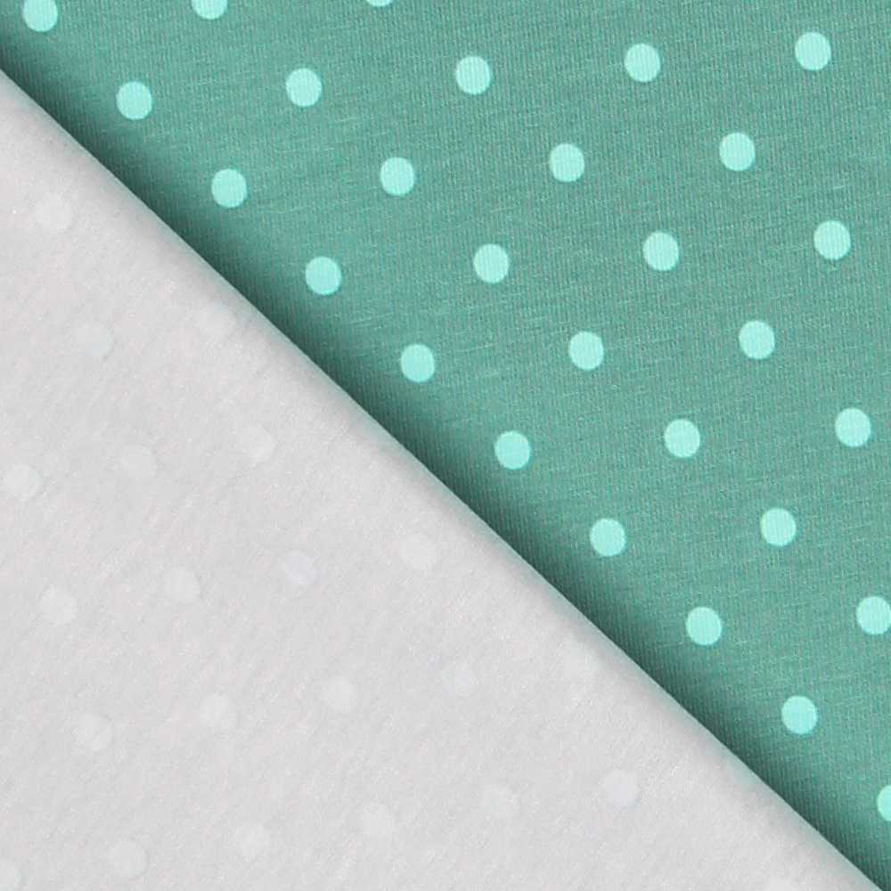 Tricot Jersey Coton Pois vert Menthe - Ribes y Casals