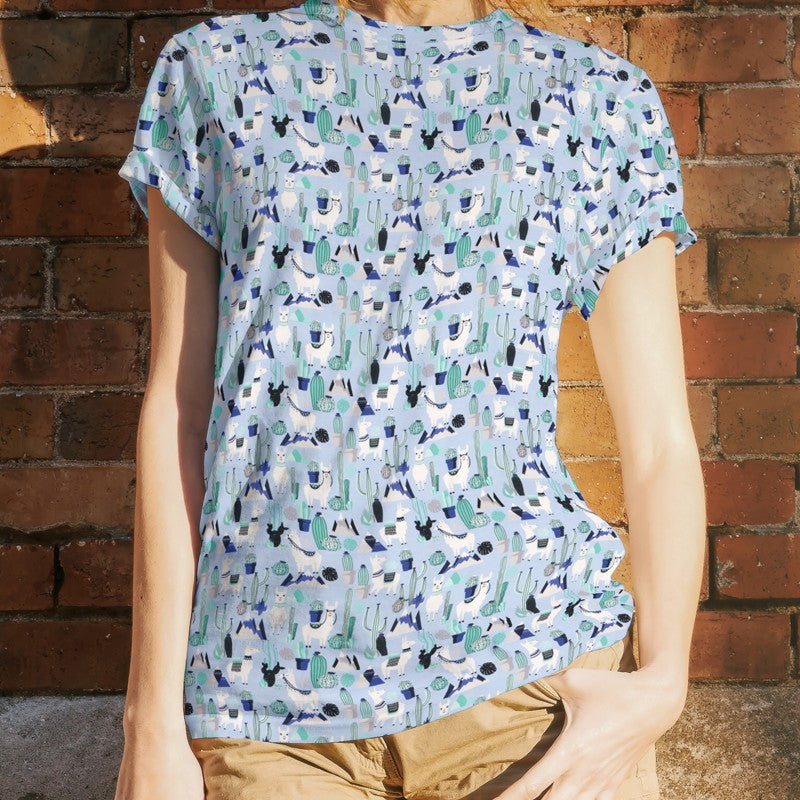 Coton maille Tshirt Cactus Bleu - Ribes y Casals