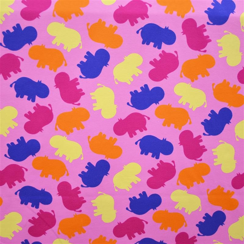 Tricot Élastique Hippo Fond Rose - Ribes y Casals