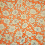 Maille Fine Lycra Fleur Fond Orange - Ribes y Casals