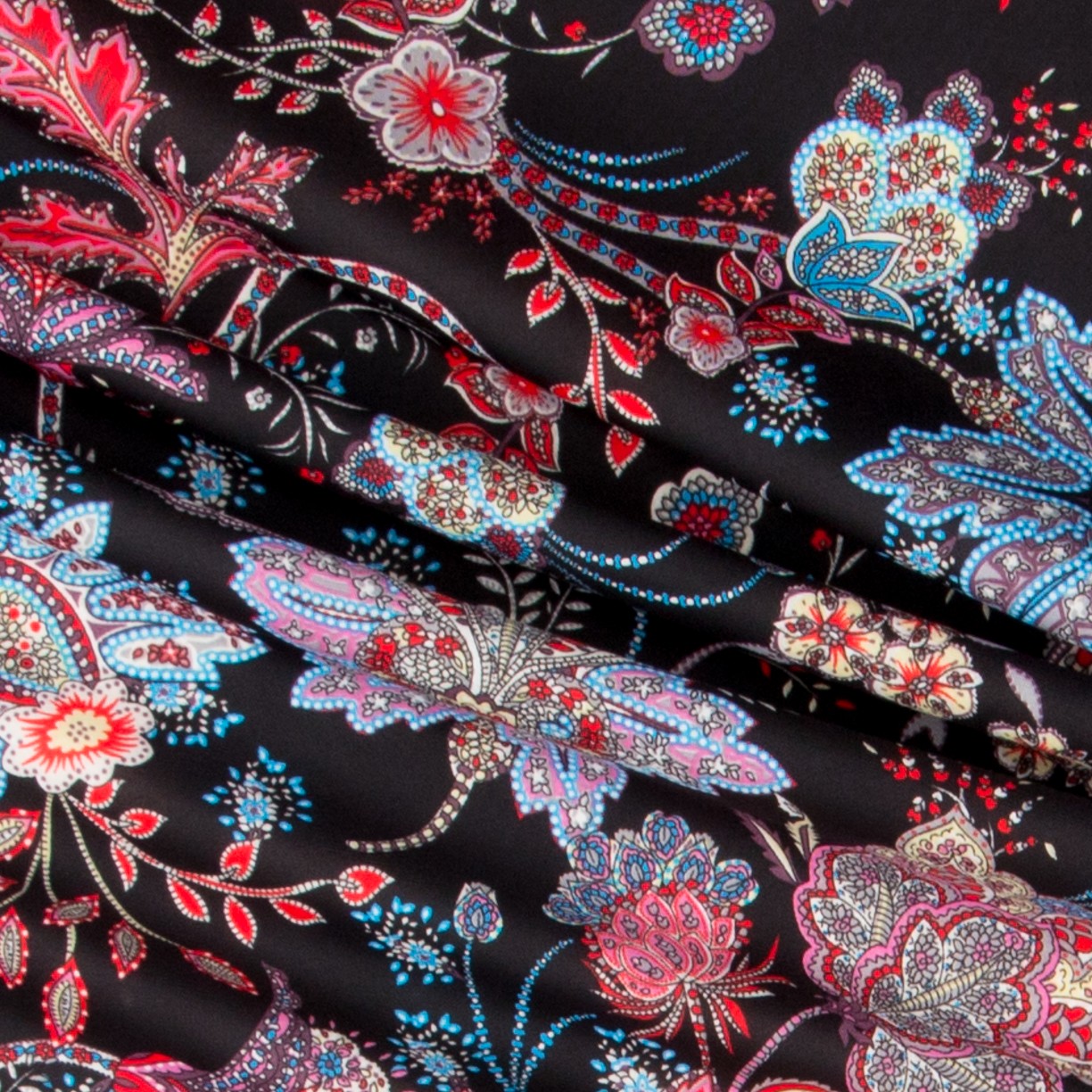 Maille Polyester Fleurs Noir - Ribes y Casals