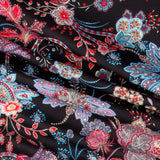 Maille Polyester Fleurs Noir - Ribes y Casals