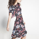Maille Polyester Fleurs Noir - Ribes y Casals