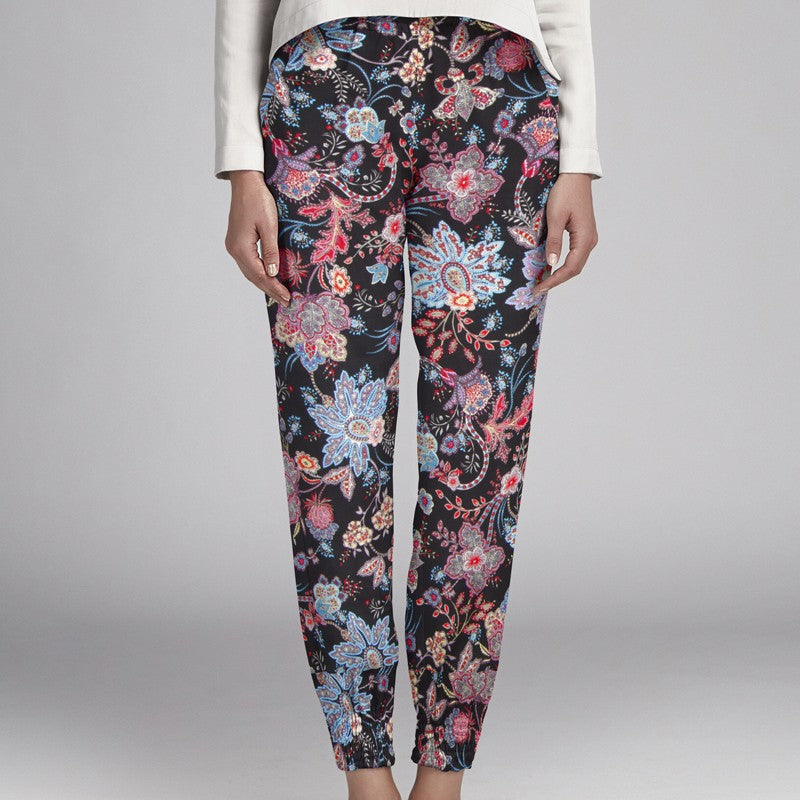 Maille Polyester Fleurs Noir - Ribes y Casals