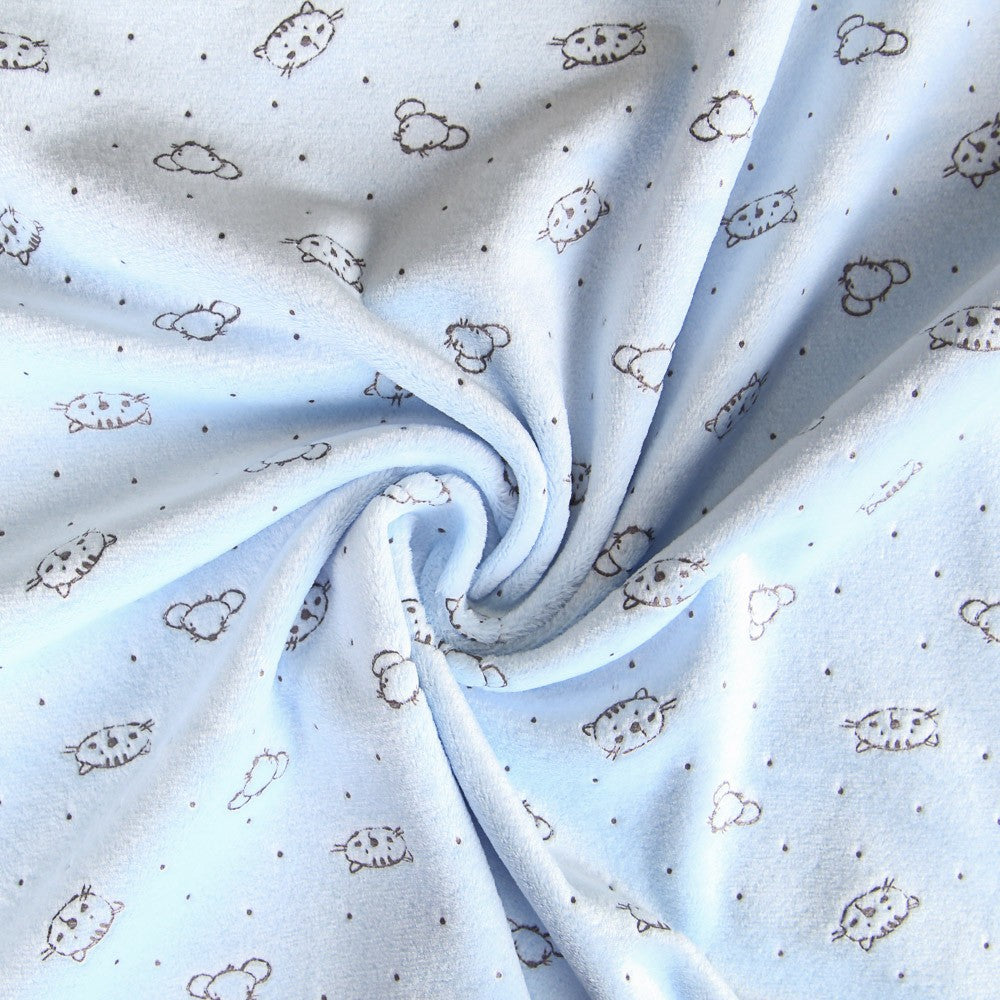 Minky Élastique Chats Bleu - Ribes y Casals