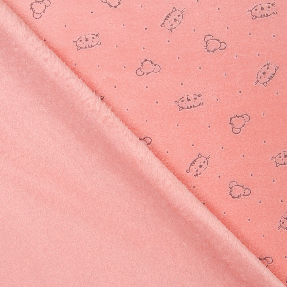 Minky Élastique Chats Corail - Ribes y Casals