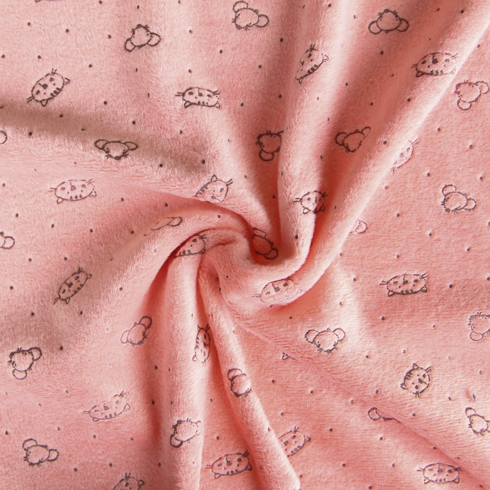 Minky Élastique Chats Corail - Ribes y Casals