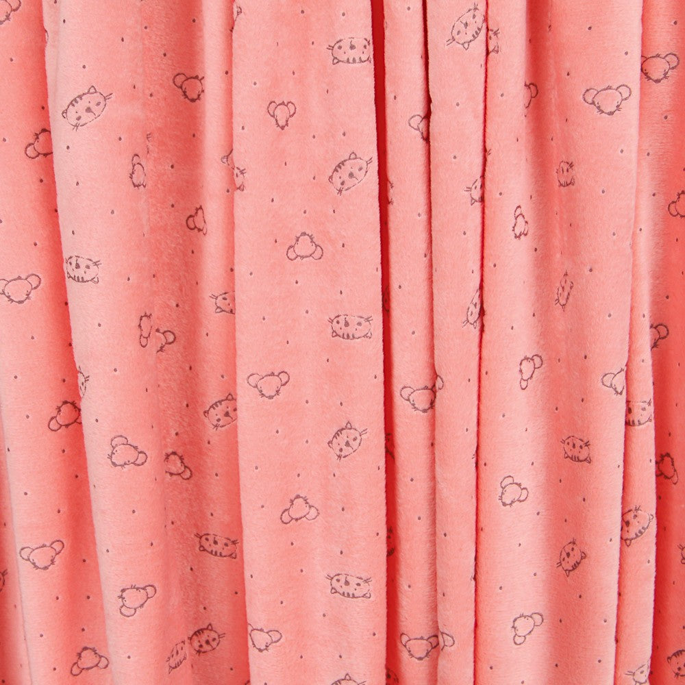 Minky Élastique Chats Corail - Ribes y Casals