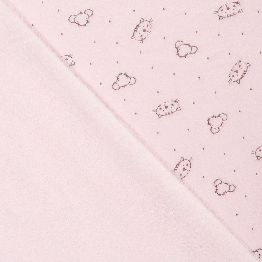 Minky Élastique Chats Rose - Ribes y Casals