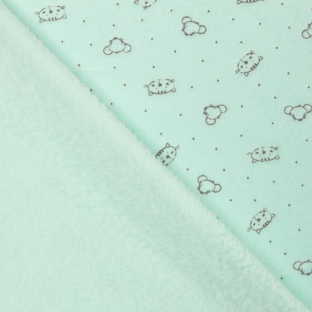 Minky Élastique Chats Vert - Ribes y Casals