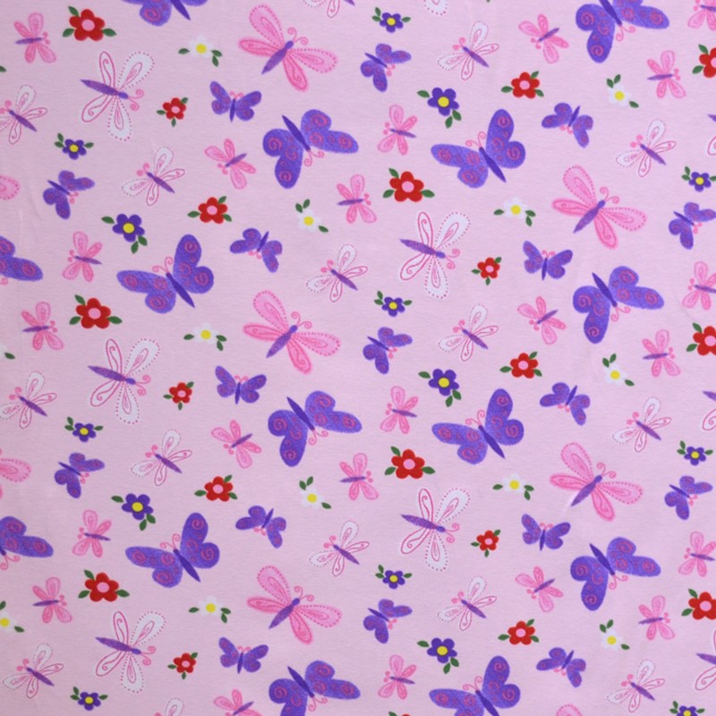 Tricot Viscose Papillons Rose - Ribes y Casals