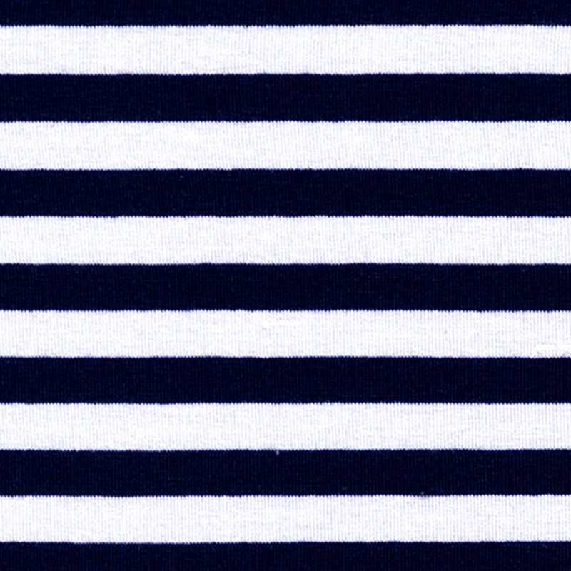 Tricot Viscose Rayures 16mm Bleu Marine - Ribes y Casals