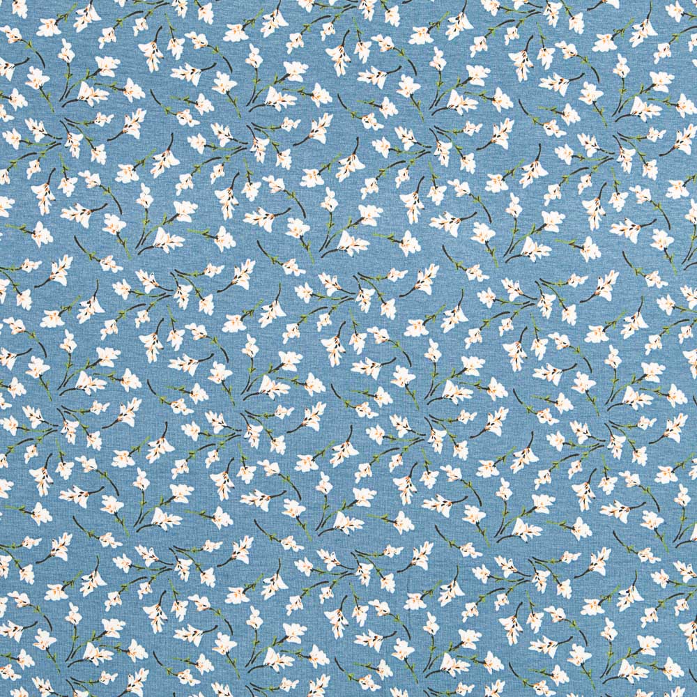 Punto Algodón Claveles Azul - Ribes y Casals