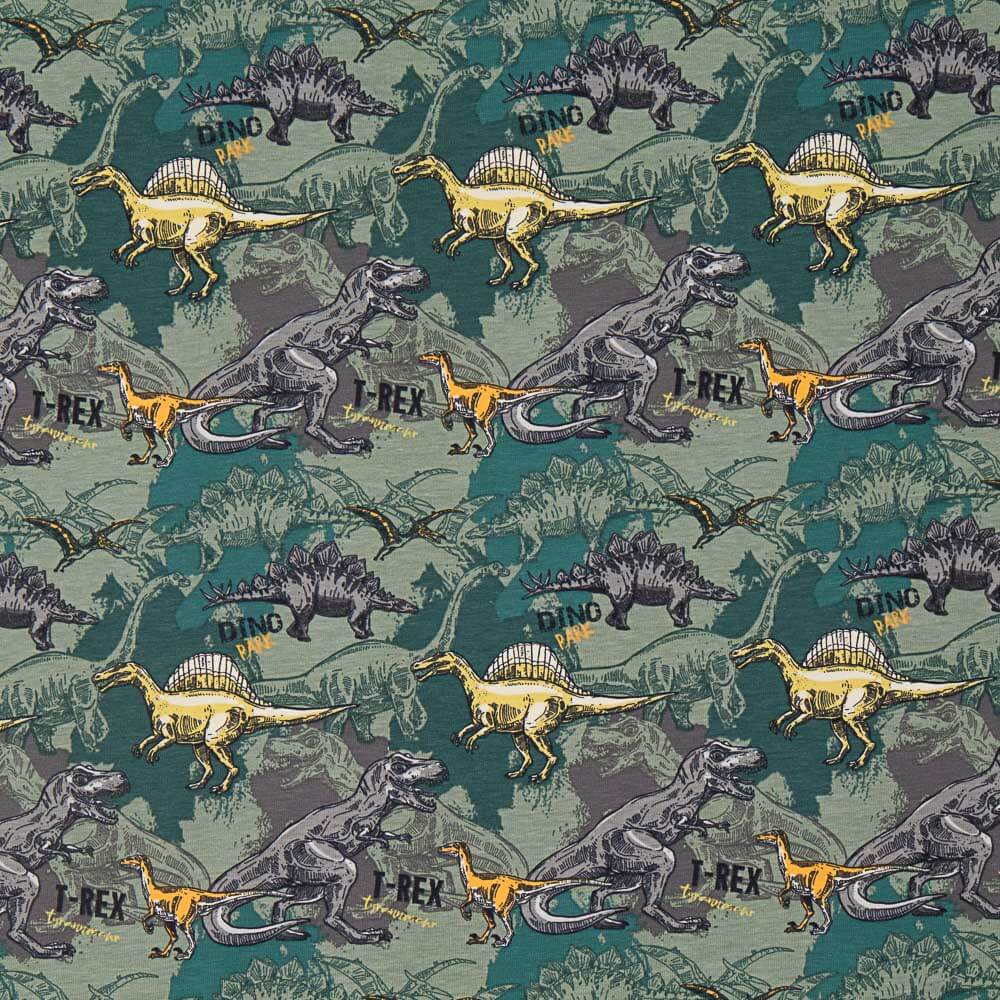 Maille Coton Dinosaures Vert - Ribes y Casals