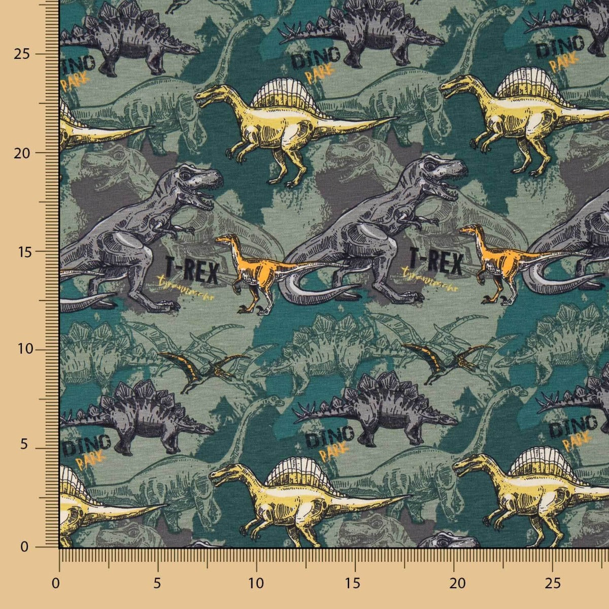 Maille Coton Dinosaures Vert - Ribes y Casals