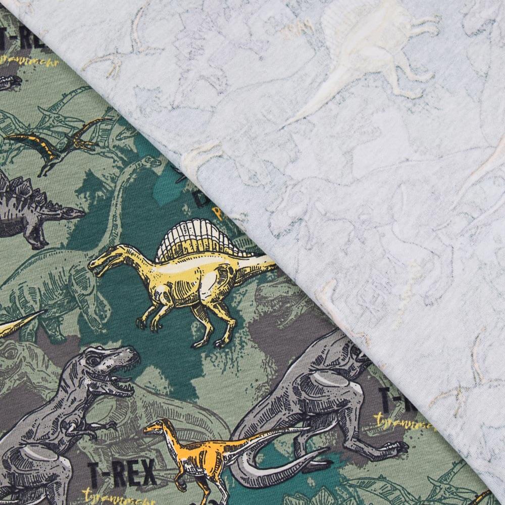 Maille Coton Dinosaures Vert - Ribes y Casals