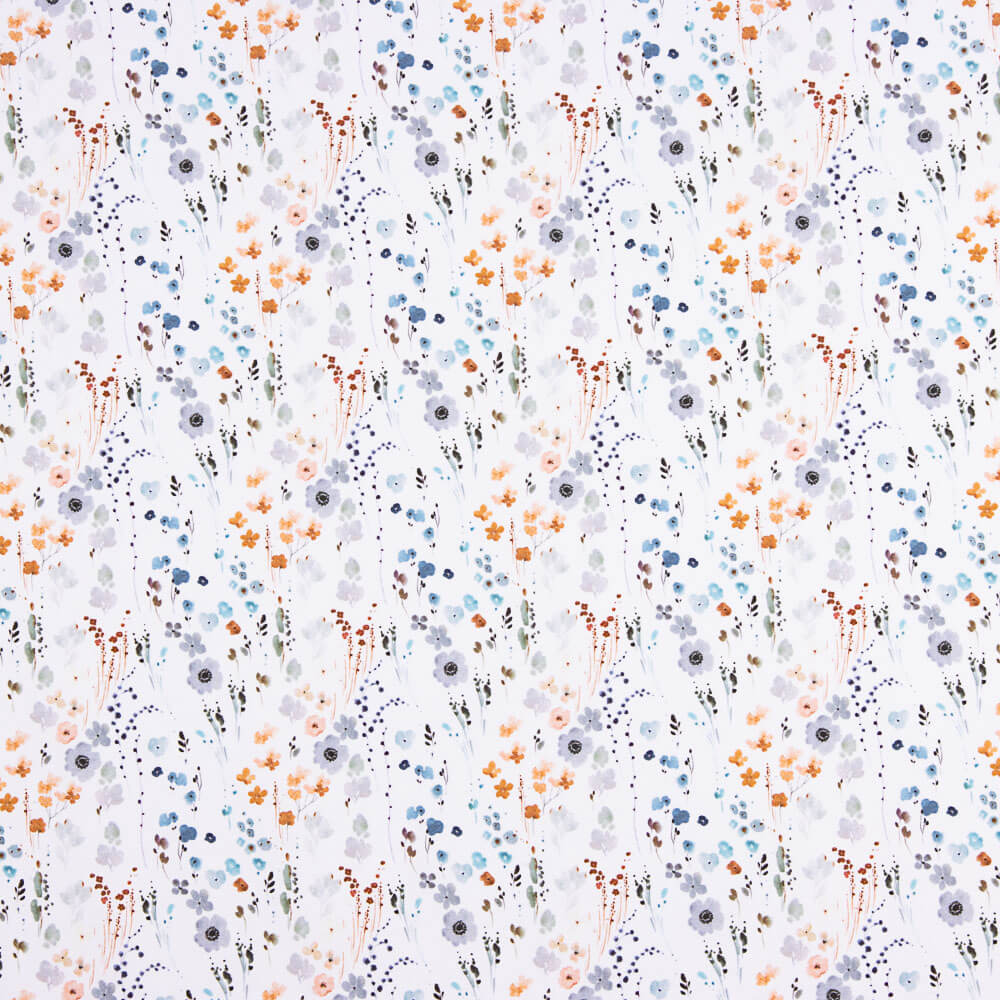 Tricot Coton Fleur Printanière Bleu Denim - Ribes y Casals