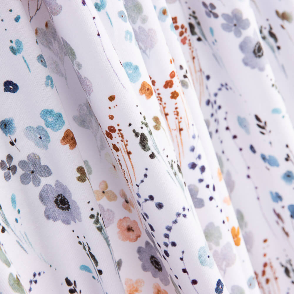 Tricot Coton Fleur Printanière Bleu Denim - Ribes y Casals