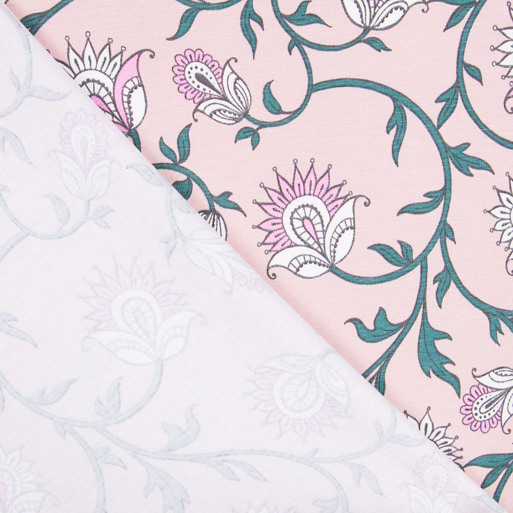 Tricot Coton Glitter Fleurs Dusty - Ribes y Casals