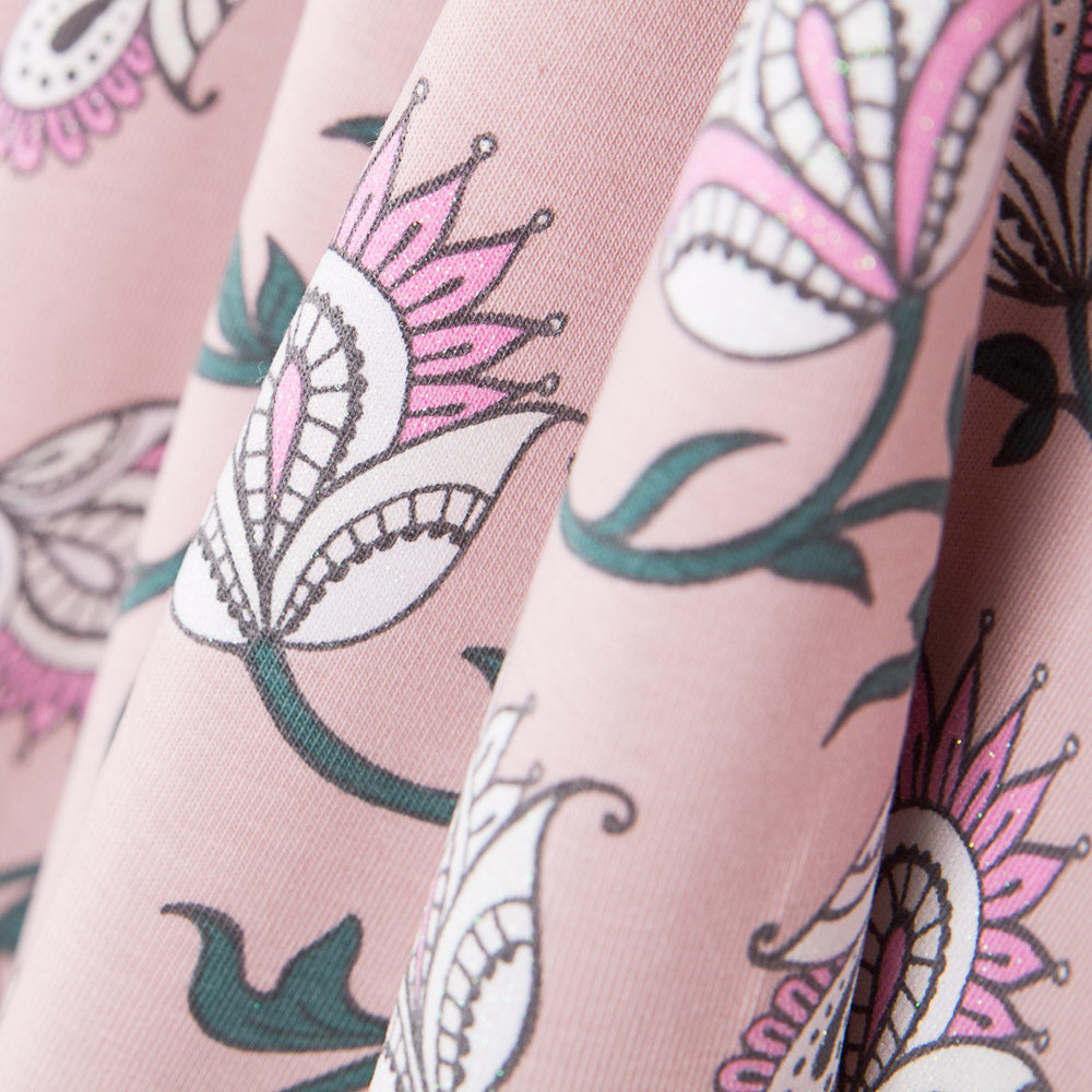 Tricot Coton Glitter Fleurs Dusty - Ribes y Casals