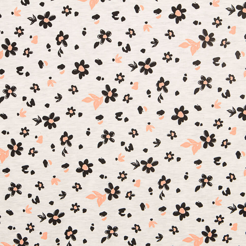 Oeko-Tex® Jersey Coton Marguerites Gris - Ribes y Casals
