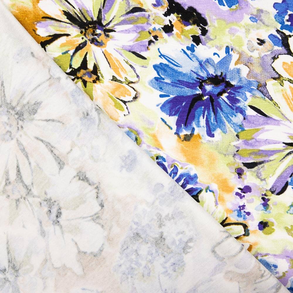 Tricot de viscose à fleurs lilas - Ribes y Casals