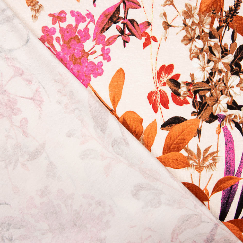 Maille Viscose Florale Corail - Ribes y Casals