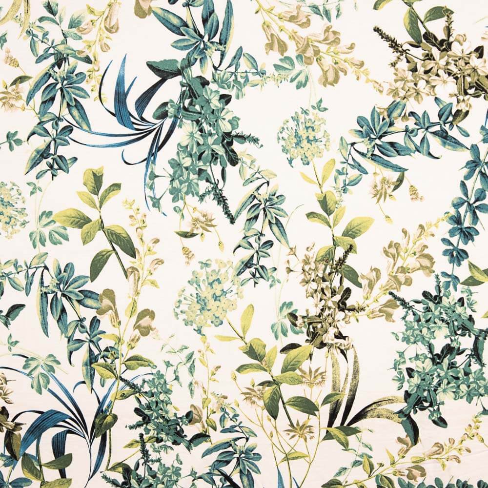 Maille de viscose à fleurs blanches - Ribes y Casals