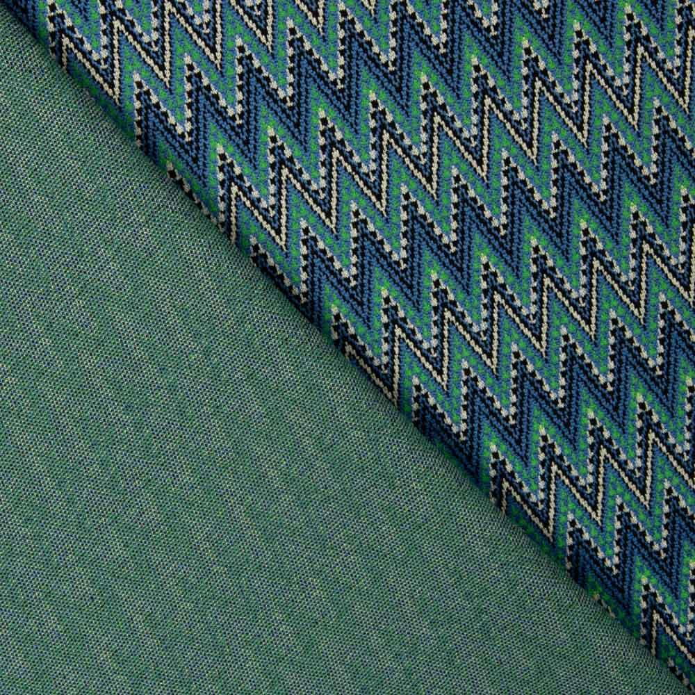 Maille jacquard zigzag verte - Ribes y Casals