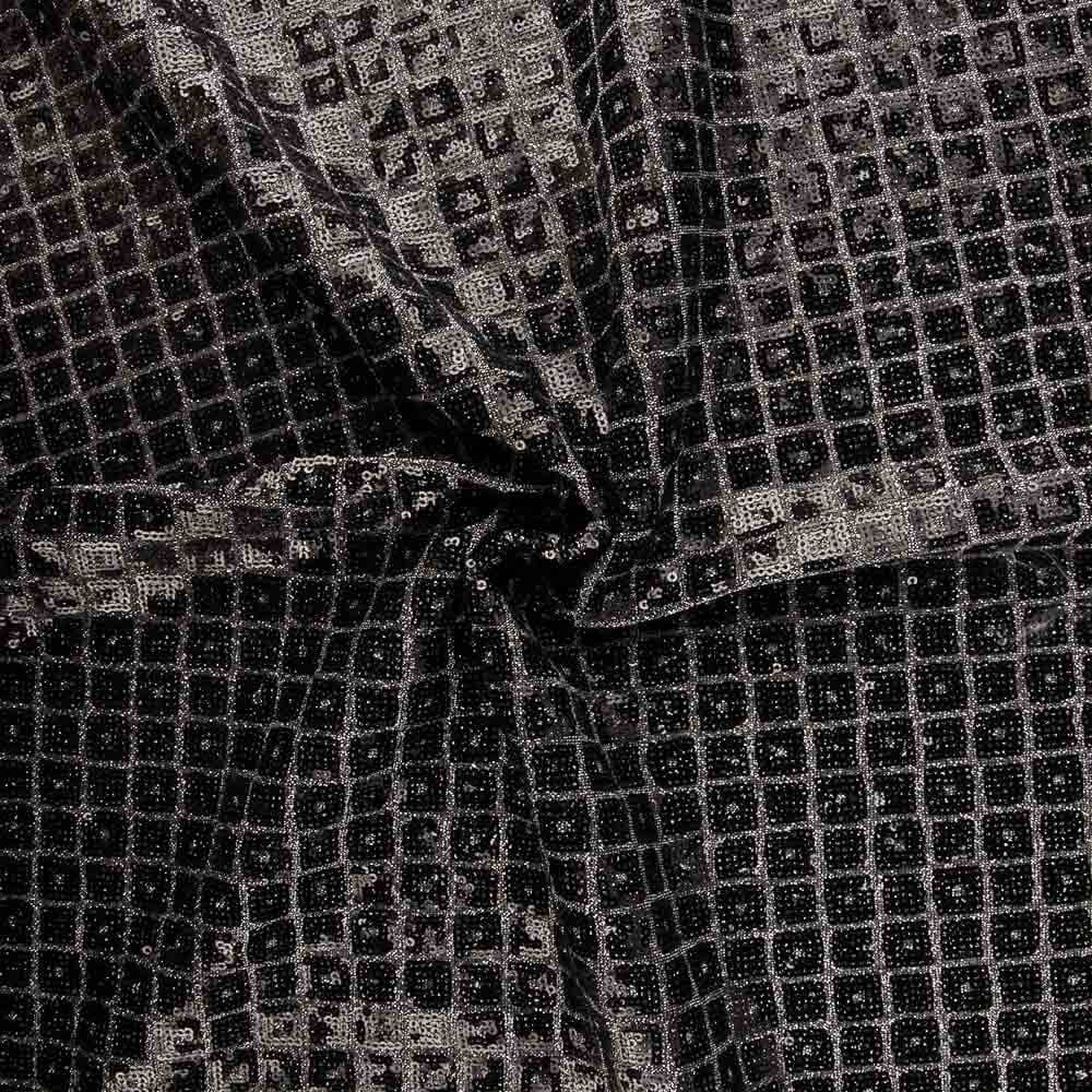 Maille lamée argentée à carreaux et sequins - Ribes y Casals
