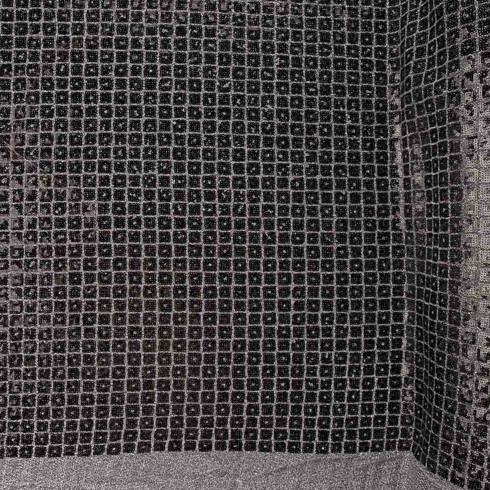 Maille lamée argentée à carreaux et sequins - Ribes y Casals