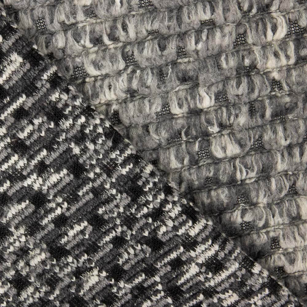 Poncho Tricot Laine Geo Gris - Ribes y Casals