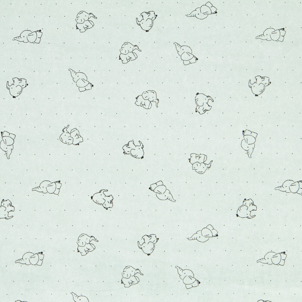 Maille Élastique Peluche Éléphants Vert - Ribes y Casals