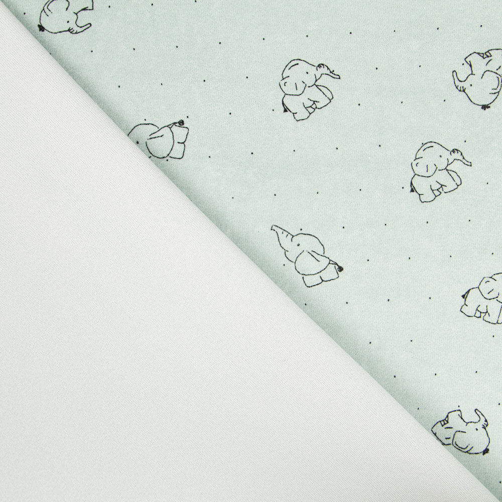 Maille Élastique Peluche Éléphants Vert - Ribes y Casals