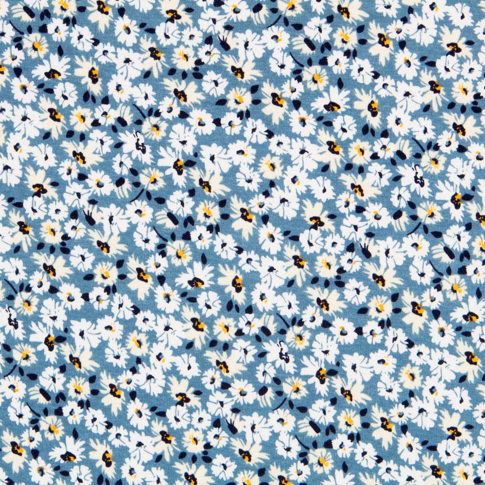 Tricot Viscose Petites Fleurs Bleu - Ribes y Casals
