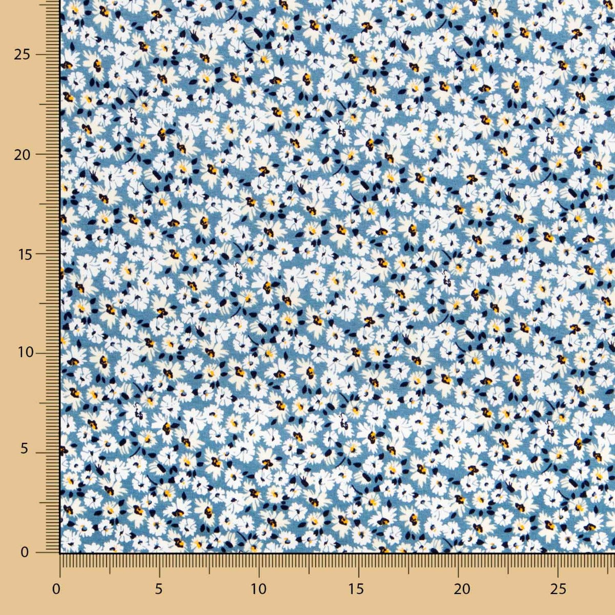 Tricot Viscose Petites Fleurs Bleu - Ribes y Casals