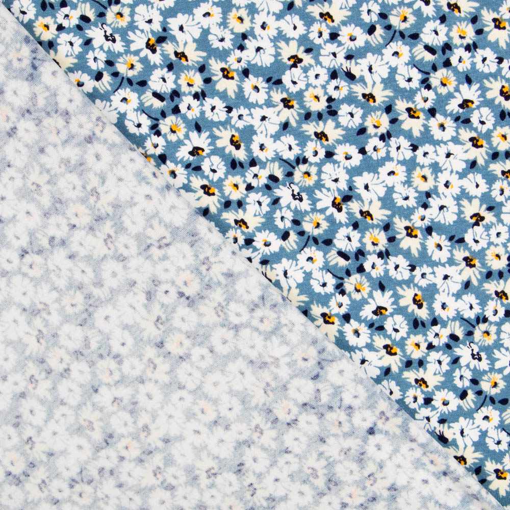Tricot Viscose Petites Fleurs Bleu - Ribes y Casals