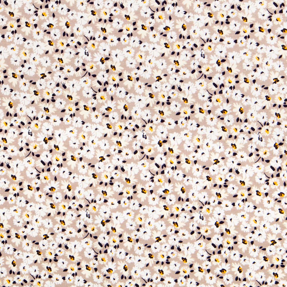 Tricot Viscose Petites Fleurs Taupe - Ribes y Casals