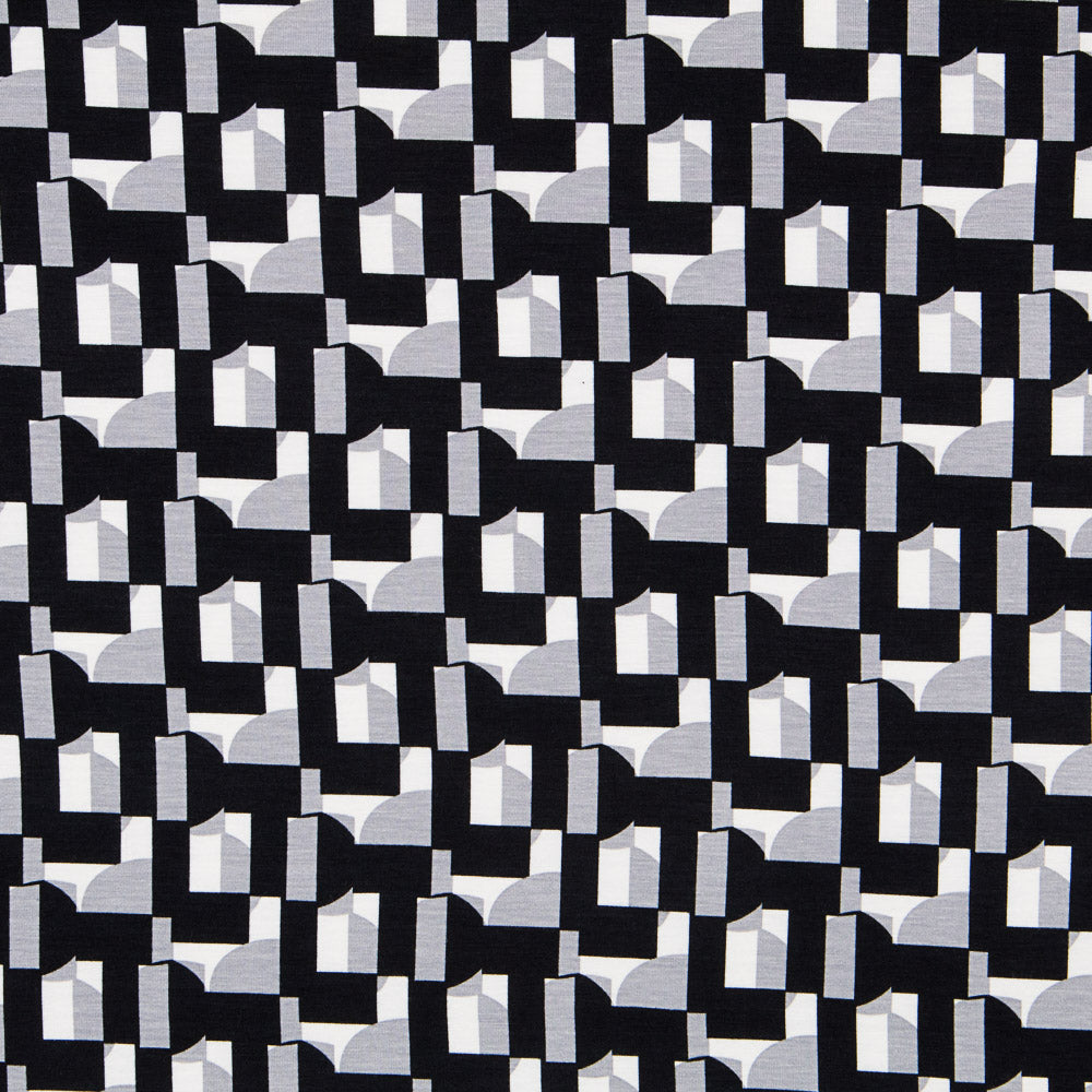 Tricot Viscose Géo Noir Gris - Ribes y Casals