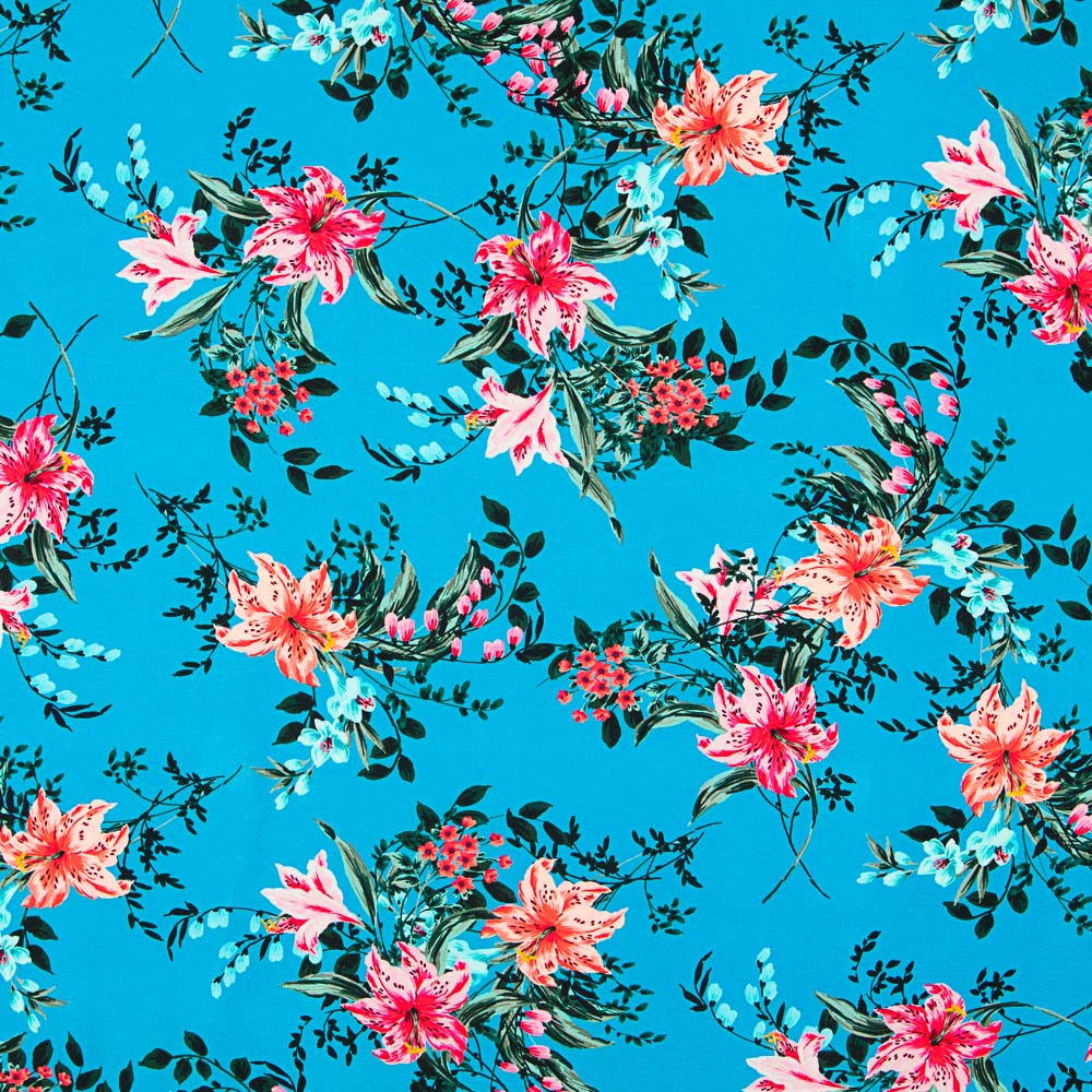 Tricot Viscose Hibiscus Bleu - Ribes y Casals