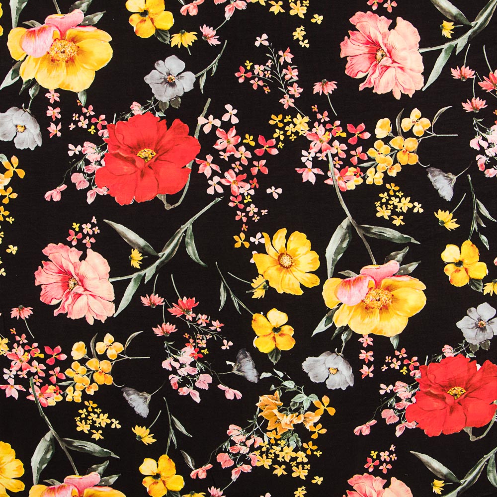 Tricot Viscose Maxi Fleur Noir - Ribes y Casals