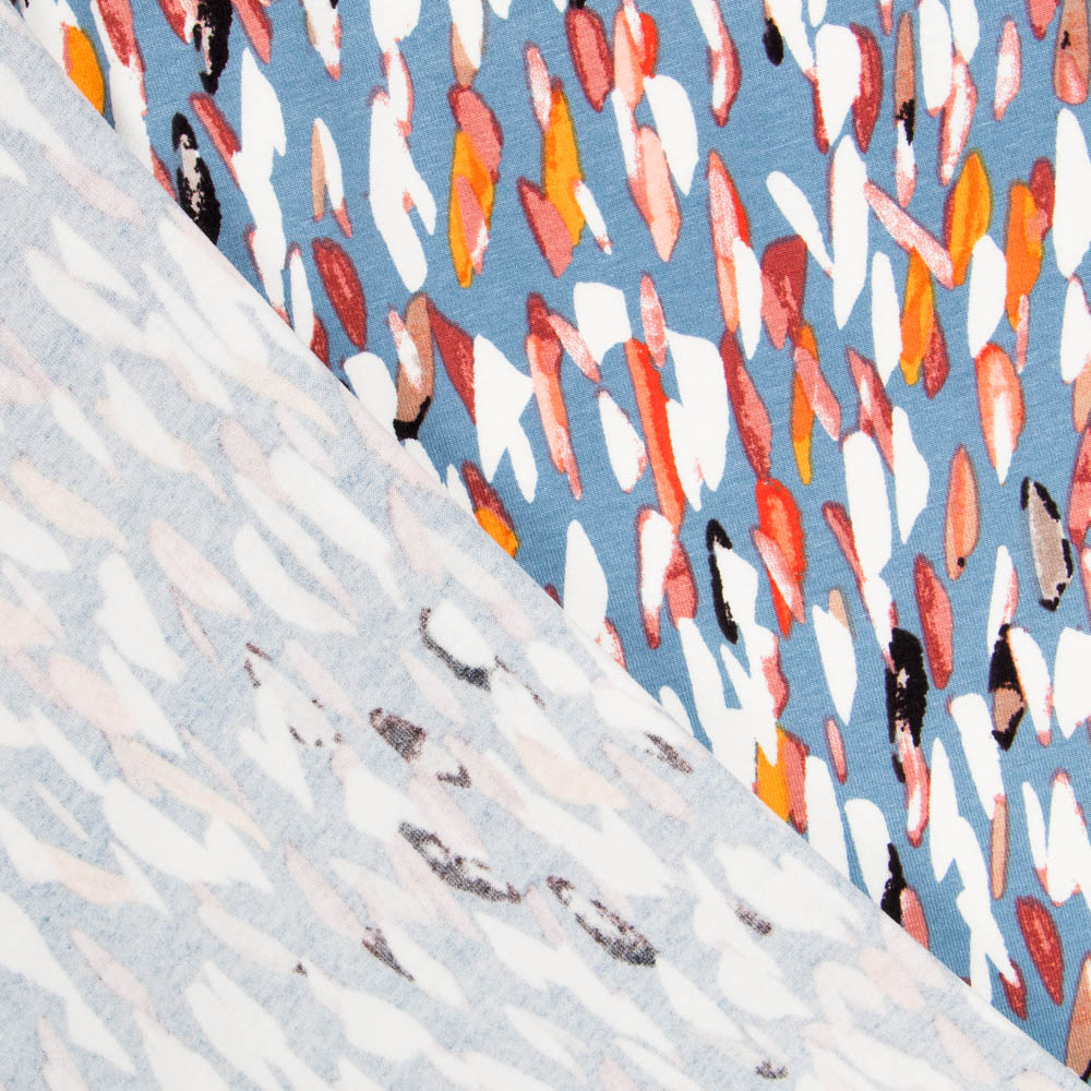 Tricot Viscose Plumes Bleu Gris - Ribes y Casals