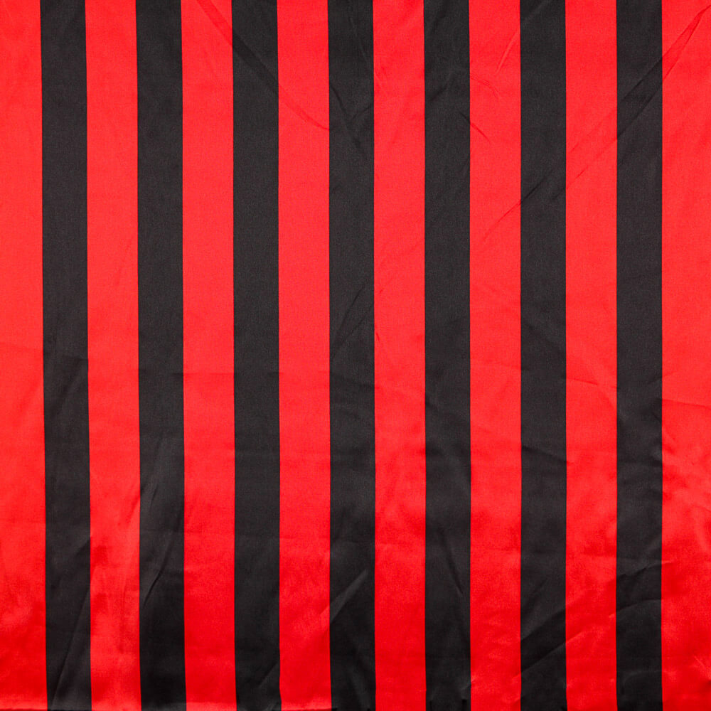 Retal Raso Carnaval Rayas Rojo Negro 190x140 cm - Ribes y Casals