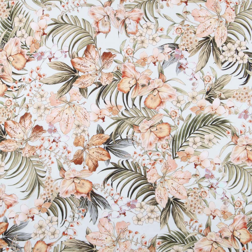 Viscose Mode Tropicale Bleu Clair - Ribes y Casals