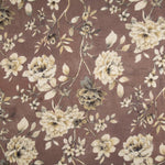 Toile de coton effet tissu de lin « Jardin romantique » mauve et taupe - Ribes y Casals
