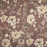 Toile de coton effet tissu de lin « Jardin romantique » mauve et taupe - Ribes y Casals