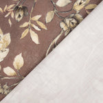 Toile de coton effet tissu de lin « Jardin romantique » mauve et taupe - Ribes y Casals
